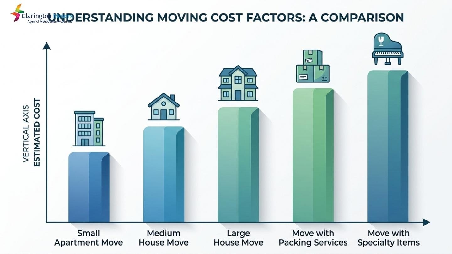 Clarington to Orono moving cost comparison chart for different home sizes