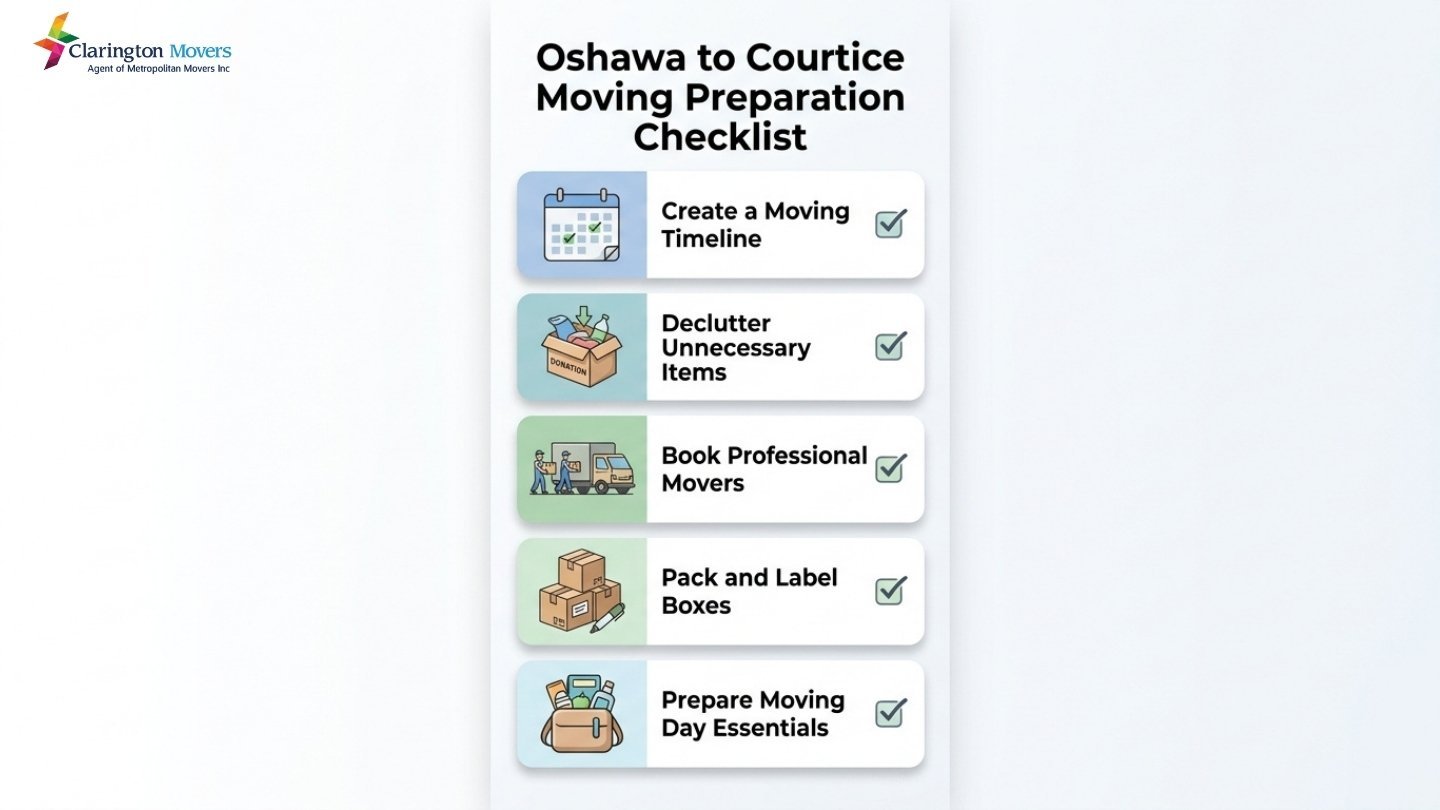 Oshawa to Courtice moving planning checklist infographic for smooth relocation